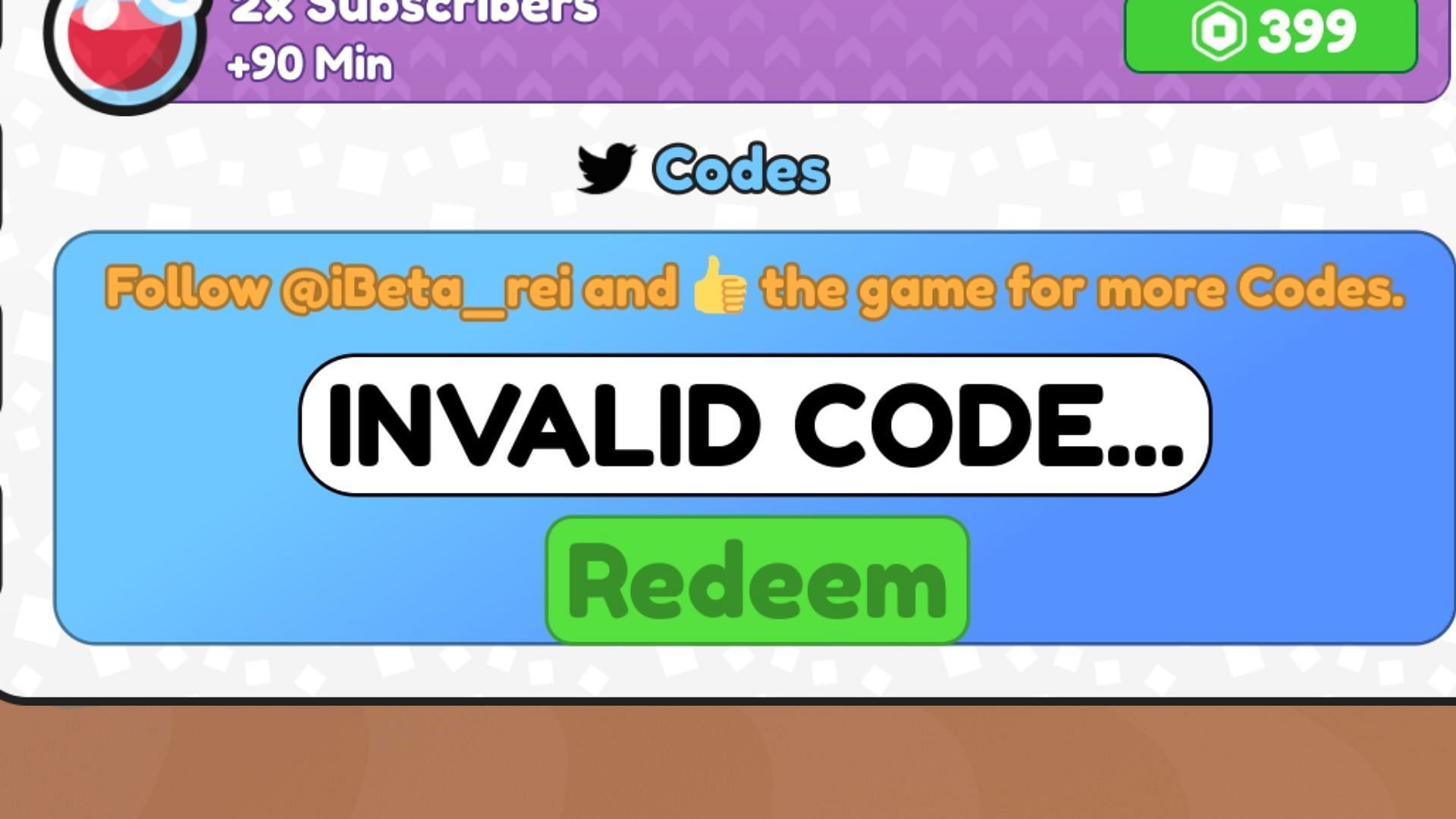 Viral Youtuber Tycoon invalid code issue (Image via Roblox)